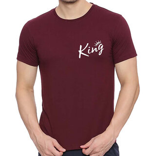                       Code Yellow Maroon Pure Cotton Round Neck Printed T-Shirt For Men                                              