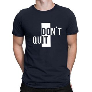                       Code Yellow Don't Quit logo Navy Blue Pure Cotton Round Neck Printed T-Shirt For Men                                              