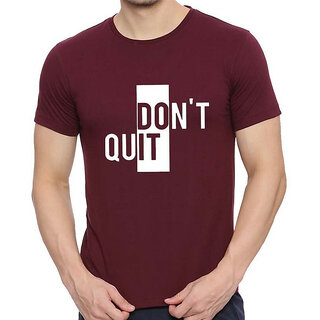                       Code Yellow Don't Quit logo Maroon Pure Cotton Round Neck Printed T-Shirt For Men                                              