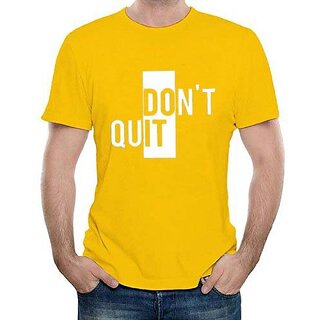                       Code Yellow Don't Quit logo Yellow Pure Cotton Round Neck Printed T-Shirt For Men                                              