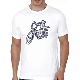                      Code Yellow White Pure Cotton Round Neck Printed T-Shirt For Men                                              