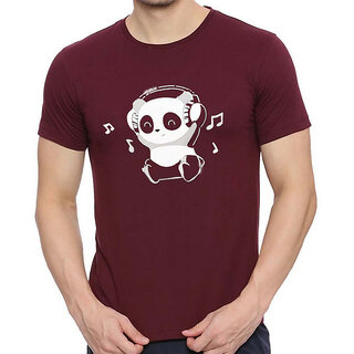                       Code Yellow Maroon Pure Cotton Round Neck Printed T-Shirt For Men                                              