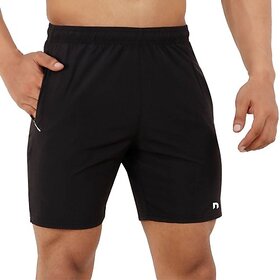 Never Lose Solid Men Black Sports Shorts