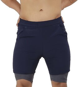 Never Lose Solid Men Dark Blue Regular Shorts, Cycling Shorts