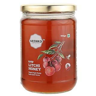                       Vediko Farm Fresh Raw Litchi Honey (500GM) 100 Pure and Natural Unprocessed Single Origin Litchi Honey Directly from Litchi Farms  Immunity Booster  Chemical Free No Sugar No Adulteration                                              