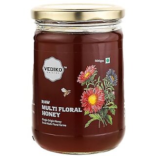                       Vediko Organic Farm Fresh Raw Multifloral Honey (500GM) 100 Pure And Natural Unprocessed Single Origin Honey from Multifloral Farms  Immunity Booster  Chemical Free No Sugar No Adulteration                                              