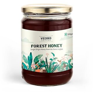                       Vediko Farm Fresh Raw Forest Honey (500 Gm)  100 Pure and Natural Unprocessed Single Origin Basil Honey  Respiratory Booster  Chemical Free No Sugar No Adulteration                                              