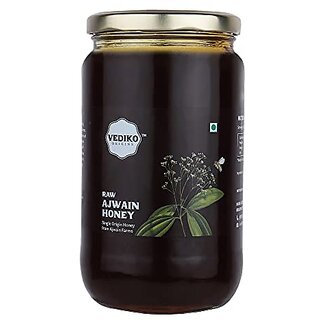                       Vediko Organic Farm Fresh Raw Ajwain Honey (1 Kg) 100 Pure And Natural Uprocessed Single Origin Honey from Ajwain Farms  Helps in Fighting Infection  Chemical Free No Sugar No Adulteration                                              