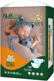 Nubaby Baby Diapers (XXL), 62 Count, above 15 kg jumbo upto 12 hours absorption,leakage Protection,Diaper 360 elastic wa