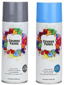 SAG Cosmos Paints Matt Light Grey  Blue Spray Paint 400 ml (Pack of 2)