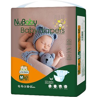                       Nubaby Diapers, Medium (M), 82 Count, 6-11 kg jumbo up to 12 hours absorption, leakage Protection Diaper, 360 elastic wa                                              