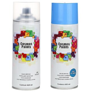                       SAG Cosmos Paints Clear Lacquer  Blue Spray Paint 400 ml (Pack of 2)                                              