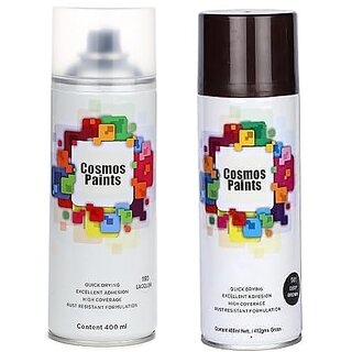                       SAG Cosmos Paints ClearLacquer  Deep Brown Spray Paint 400 ml (Pack of 2)                                              