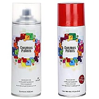                       SAG Cosmos Paints Clear Lacquer  Deep Red Spray Paint 400 ml (Pack of 2)                                              