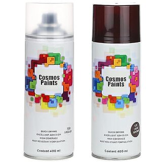                       SAG Cosmos Paints Clear Lacquer  Light Brown Spray Paint 400 ml (Pack of 2)                                              