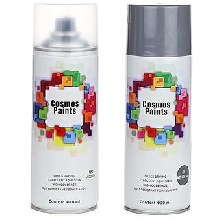                       SAG Cosmos Paints Clear Lacquer  Matt Light Grey Spray Paint 400 ml (Pack of 2)                                              