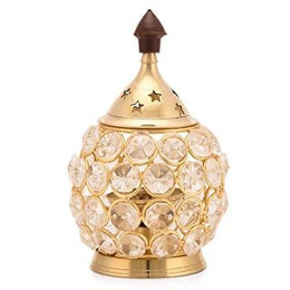                       Royal Overseas Brass with Crystal Diya Matki shape Lamp                                              