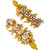 LUCKY JEWELLERY Designer Back Meena Gold Plated Kundan Yellow Tika Earrings Set for Girls  women (293-J5E2K-1664-Y)
