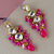 LUCKY JEWELLERY Designer Back Meena Gold Plated Kundan Magenta Tika Earring Set for Girls  women (293-J5E2K-1810-R)