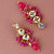 LUCKY JEWELLERY Designer Back Meena Gold Plated Kundan Magenta Tika Earring Set for Girls  women (293-J5E2K-1810-R)