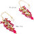 LUCKY JEWELLERY Designer Back Meena Gold Plated Kundan Magenta Tika Earring Set for Girls  women (293-J5E2K-1810-R)