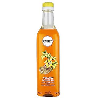                       Vediko Organic Yellow Mustard Oil 1L  Kolhu/Kacchi Ghani/Chekku  Raw Virgin Edible Cold Pressed Chekku Sarson Oil for Cooking  Good for Health And Digestion  Goodness of Omega3 And 6  Perfect blend of Health Taste And Aroma                                              