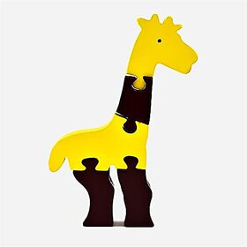 ilearnngrow Wooden Animal Puzzle for Kids | Giraffe Puzzle Animal & Shapes Jigsaw Puzzle | Wooden Puzzle for Kids I Learning be a Fun Activity for 2 3 4 5 5+ Year Boys and Girls