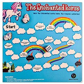 ilearnngrow Enchanted Horse - Ride in The Dreamland (Size: 10 X 10 X 1) Made by MDF Board Game for 3-6 Years Unisex Kids
