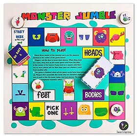 ilearnngrow Monster Jumble - Make The Monster and Win The Game (Size: 10 X 10 X 1) Made by MDF Board Game for 4-8 Years Unisex Kids