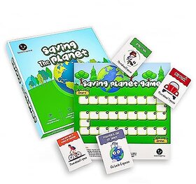 ilearnngrow Saving The Planet Board Game (Size:10x10x1) MDF Board Game for 3 to 10 Years Unisex Kids - Green