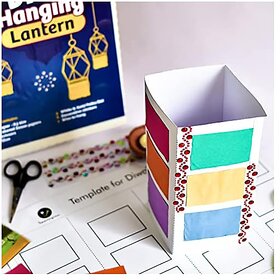 ILEARNNGROW DIY Diwali Lantern Making Kit with A3 Sheet Scissors Decorative Tape Glue etc