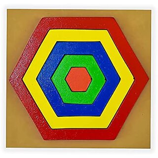                       Ilearnngrow Wooden Puzzle Toys for Kids 1+Years I Wooden Hexagon Puzzle Size and Shape Sorter Shape Pattern Toy for Kid STEM Montessori Educational Gift for Boys and Girls                                              