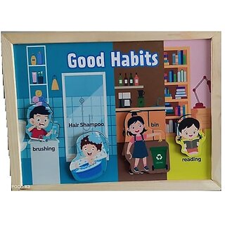                       Magnetic Pretend Play (Good Habits and Playground) (Size: 9 x 12 x 1) Made by Wood Montesorri Toys for 2 Years Unisex Kids                                              