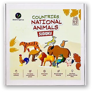                       Ilearnngrow Countries National Animal Sudoku Game for Kids Age 5 & Above Learning Puzzle Game                                              