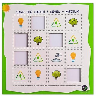                      ilearnngrow Save The Earth Medium Sudoku (Size: 10 X 10 X 1) Made by MDF Sudoku for 3-6 Years Unisex Kids                                              