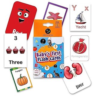                       ILEARNNGROW Baby's First Flash Cards Set of Seven Flash Cards - Colors Shape Numbers Body Parts Alphabets Fruits Vegetables                                              