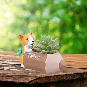 Homeberry Pencil Cartoon Succulent Planter & Flower Pot Decorative Showpiece  -  9 cm (Resin, Multicolor)