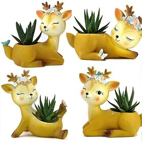 Homeberry Resin Animal Deer Planters - Indoor Succulent Small Plants Planter,Home Decorative Showpiece  -  12 cm (Resin, Multicolor)