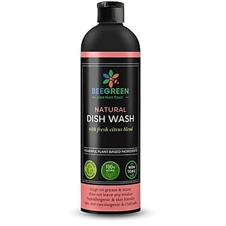                       Beegreen Natural Dish Wash Liquid Soap- 500 ml | Eco-Friendly & Biodegradable |Safe For Sensitive Skin| 100% Natural & Plant based | Non Toxic | Chemical Free | Food Grade Ingredients                                              
