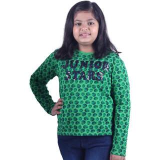                       Kid Kupboard Cotton Girls T-Shirt, Green, Full-Sleeves, Crew Neck, 7-8 Years KIDS5811                                              
