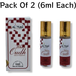                       Al hiza perfumes White Oudh Roll-on Perfume Free From Alcohol 6ml (Pack of 2)                                              