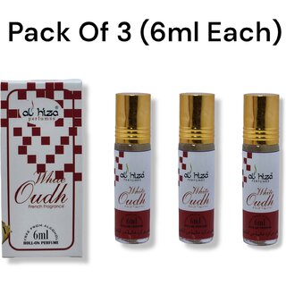                       Al hiza perfumes White Oudh Roll-on Perfume Free From Alcohol 6ml (Pack of 3)                                              