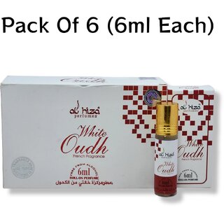                       Al hiza perfumes White Oudh Roll-on Perfume Free From Alcohol 6ml (Pack of 6)                                              