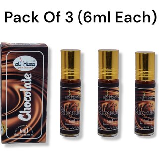                       Al hiza perfumes Chocolate Roll-on Perfume Free From Alcohol 6ml (Pack of 3)                                              