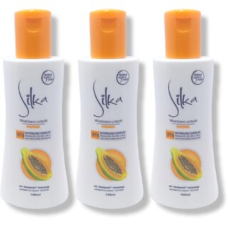                       Silka Papaya Skin Whitening Lotion result in 7 days 100ml (Pack of 3)                                              