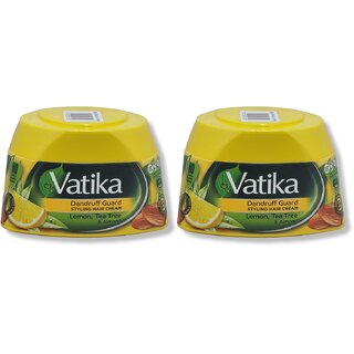                       Vatika Dandruff Guard Styling Hair Cream with lemon, tree tree and almond 140ml (Pack of 2)                                              