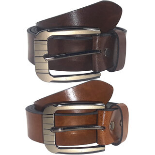                       Exotique  Brown  Tan Formal Genuine Leather Combo Belt For Men (EC0075MU)                                              