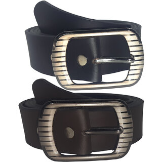                       Exotique Black  Brown Formal Genuine Leather Combo Belt For Men (EC0078MU)                                              
