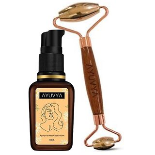                       Ayuvya Face  Body Kansa Roller Manual Massager Gold Wand With BBF Oil                                              