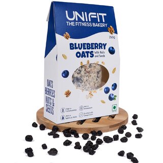 UNIFIT Healthy Breakfast Blueberry Oats High Fiber Rolled Oat Nuts, Seeds  Blueberry Rich Source of Protein  250g